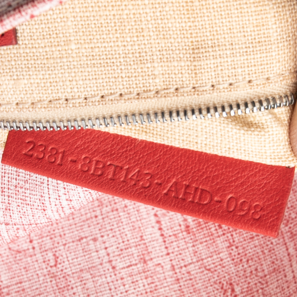 FENDI Red/White Canvas and Leather Maxi Baguette Embellished Shoulder Bag - Picture 8 of 9